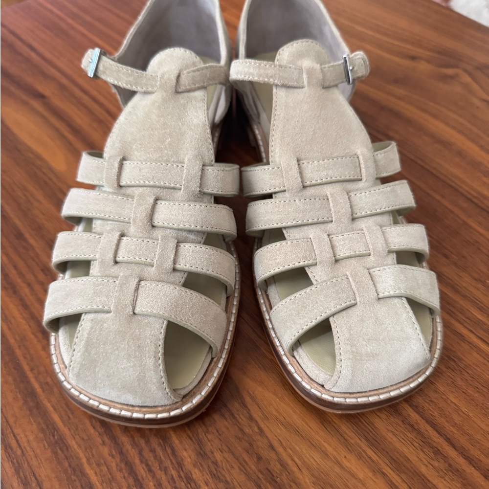 Free People Beige Suede Willow Fisherman Sandals